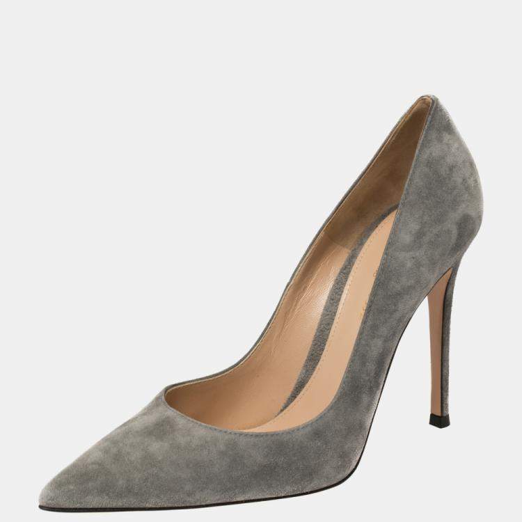 Pre Owned Gianvito Rossi Grey Suede Pointed Toe Pumps Size 39