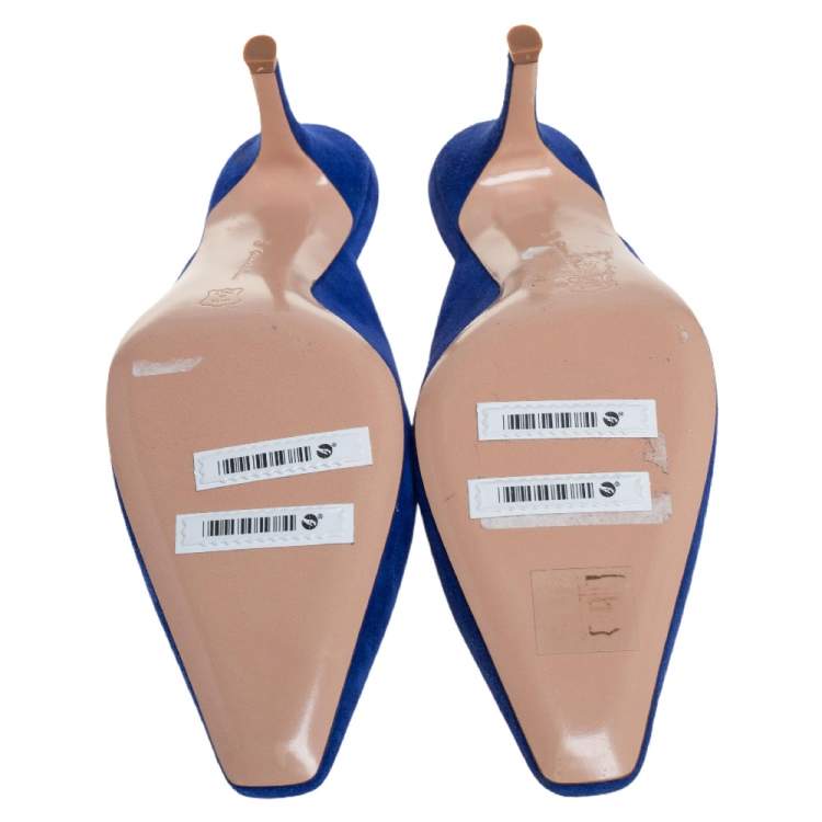 Pre Owned Gianvito Rossi Blue Suede Paige Mules Size 36