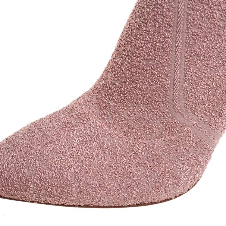 Pre Owned Gianvito Rossi Pink Fabric Fiona Pointed Toe Ankle Boots Size 41