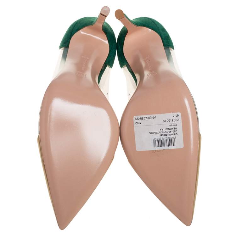 Pre Owned Gianvito Rossi Multicolor  Leather, Suede, And PVC Plexi Pumps Size 41.5