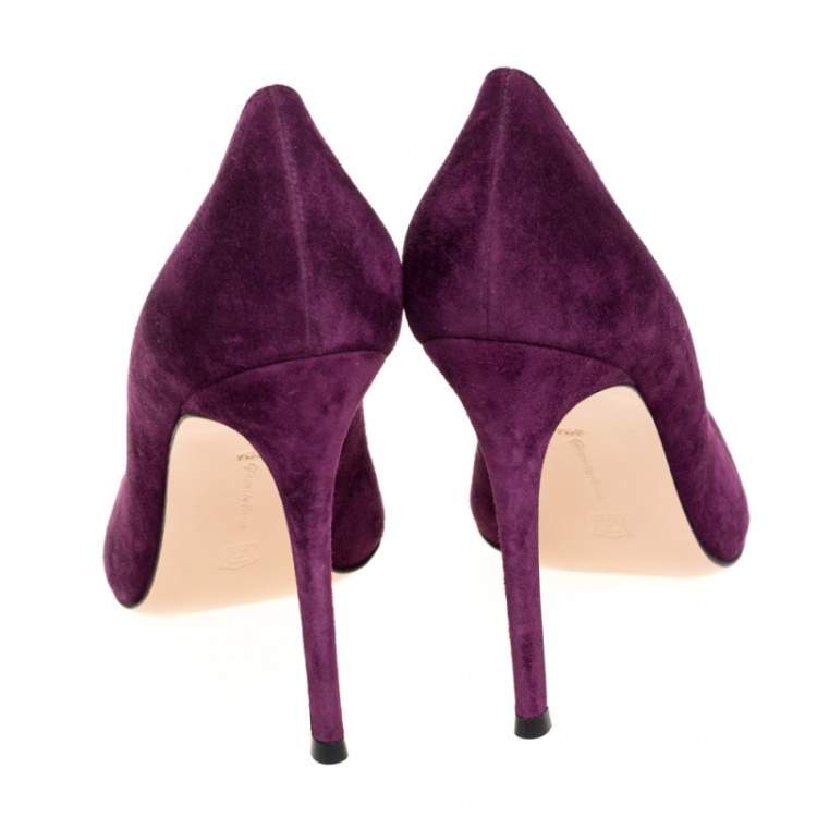 Pre Owned Gianvito Rossi Purple Suede Pointed Toe  Pumps Size 41.5