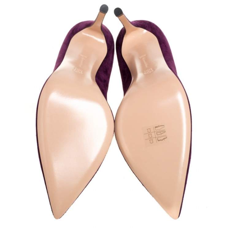 Pre Owned Gianvito Rossi Purple Suede Pointed Toe  Pumps Size 41.5