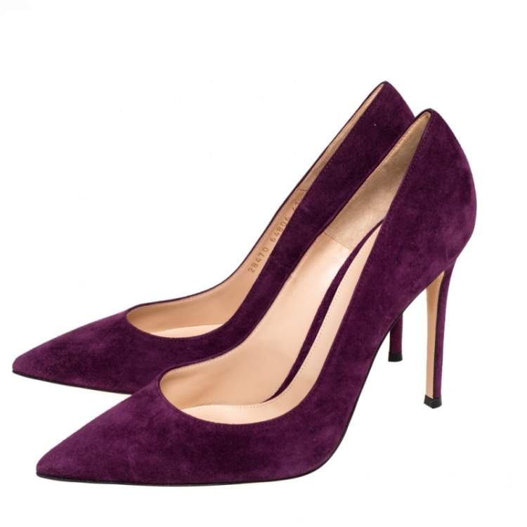 Pre Owned Gianvito Rossi Purple Suede Pointed Toe  Pumps Size 41.5