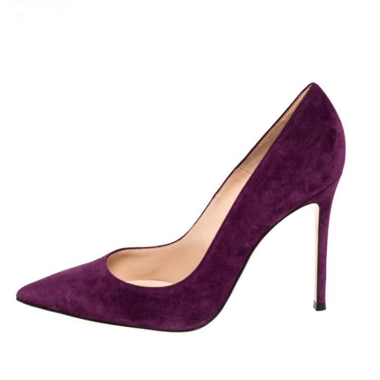 Pre Owned Gianvito Rossi Purple Suede Pointed Toe  Pumps Size 41.5