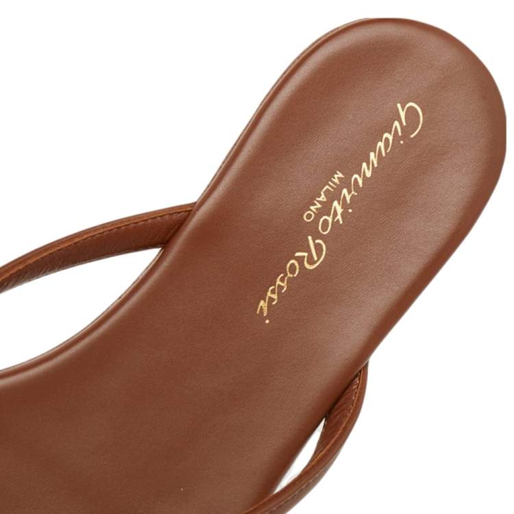 Pre Owned Gianvito Rossi Brown Leather Flats Size 36