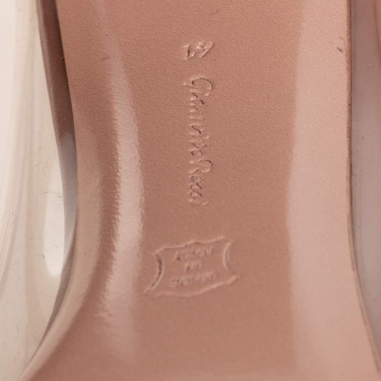 Pre Owned Gianvito Rossi Beige PVC And Leather Block Heel Pumps Size 41