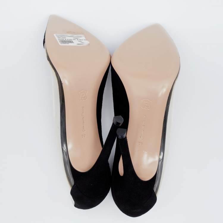 Pre Owned Gianvito Rossi Black Suede And PVC Plexi Pointed Toe Pumps Size 39