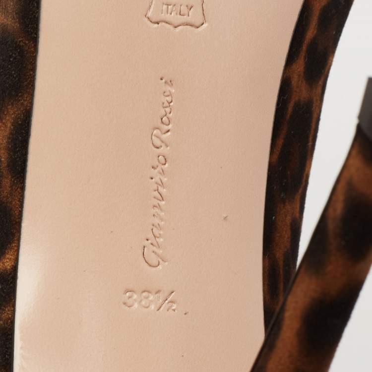 Pre Owned Gianvito Rossi Brown/Black Leopard Print Nubuck Leather Pointed-Toe Pumps Size 38.5
