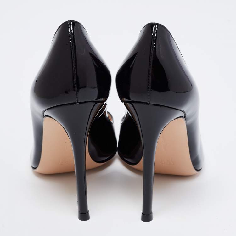 Pre Owned Gianvito Rossi Black Patent Leather Gianvito Pointed Toe Pumps Size 36