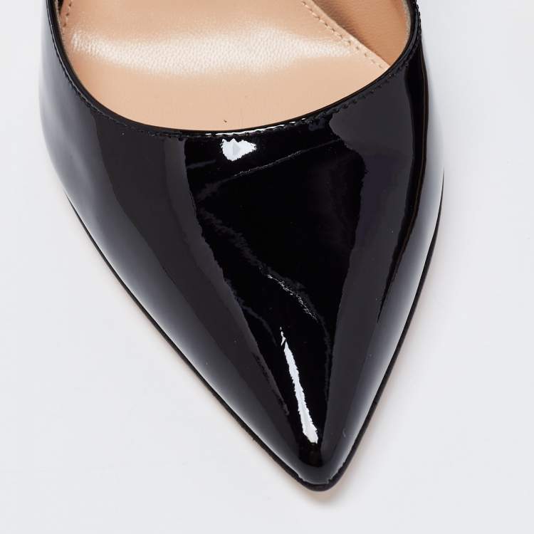 Pre Owned Gianvito Rossi Black Patent Leather Gianvito Pointed Toe Pumps Size 36