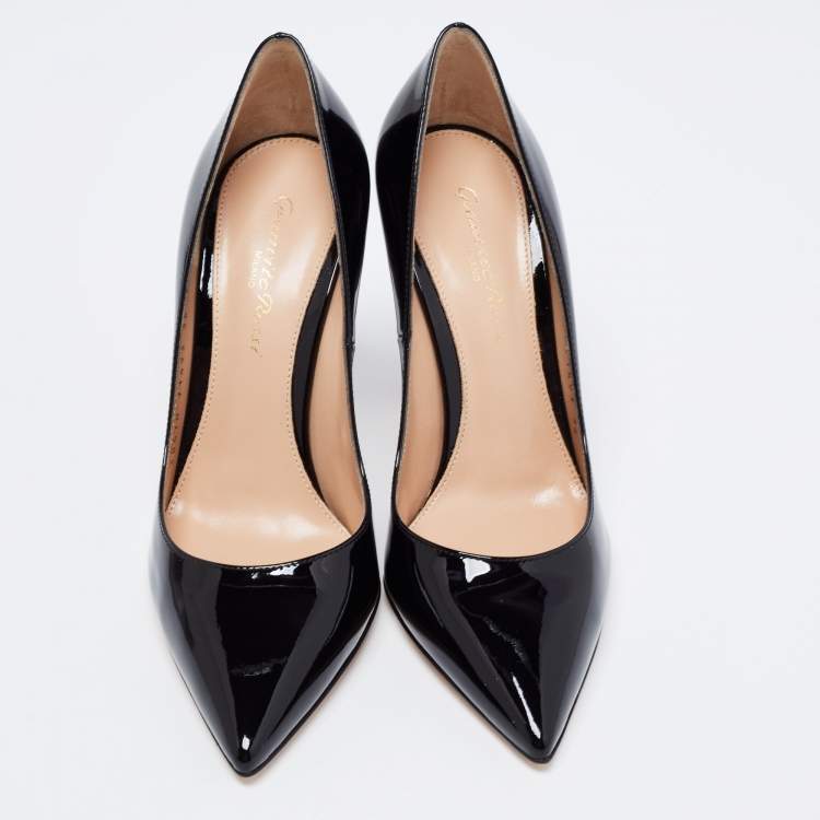 Pre Owned Gianvito Rossi Black Patent Leather Gianvito Pointed Toe Pumps Size 36