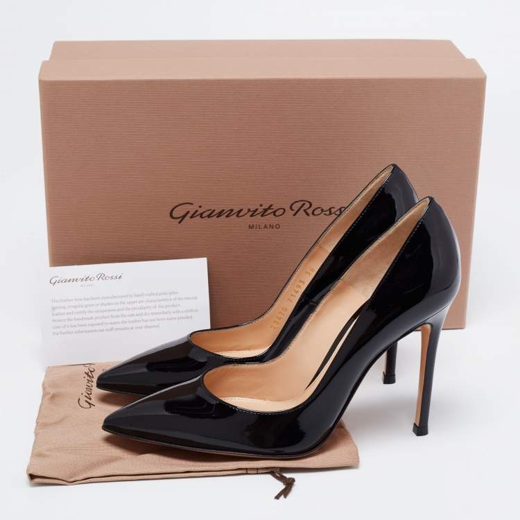 Pre Owned Gianvito Rossi Black Patent Leather Gianvito Pointed Toe Pumps Size 36