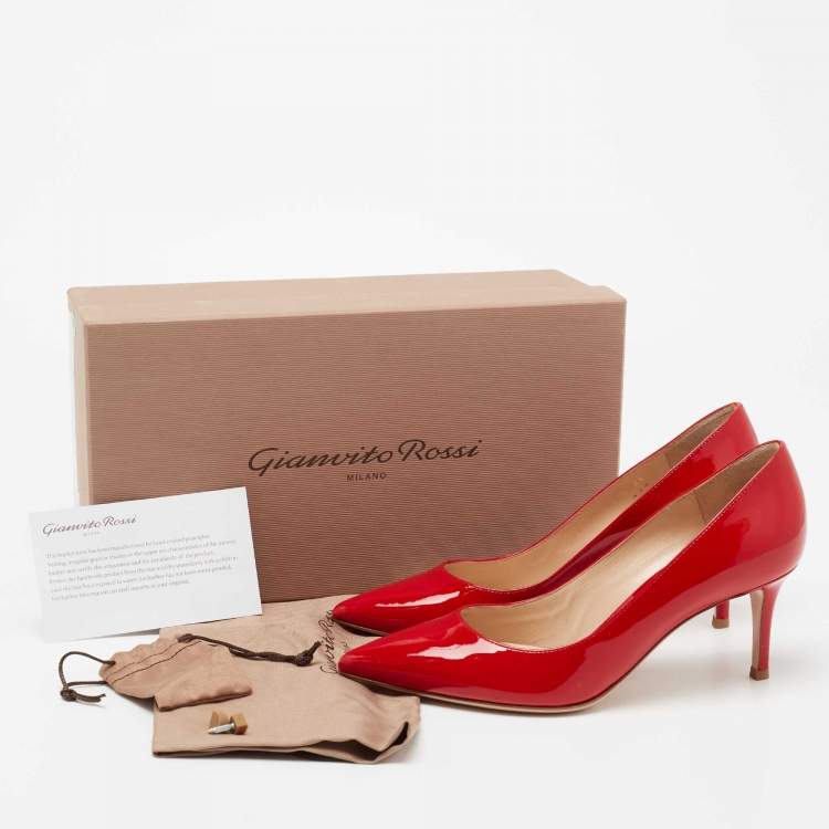 Pre Owned Gianvito Rossi Red Patent Leather Gianvito Pointed Toe Pumps Size 36 