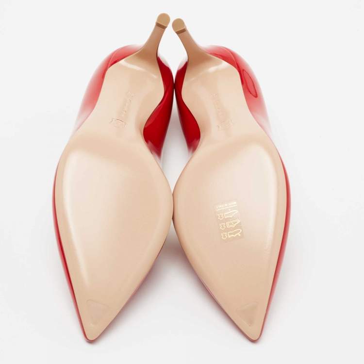 Pre Owned Gianvito Rossi Red Patent Leather Gianvito Pointed Toe Pumps Size 36 