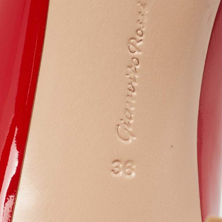 Pre Owned Gianvito Rossi Red Patent Leather Gianvito Pointed Toe Pumps Size 36 
