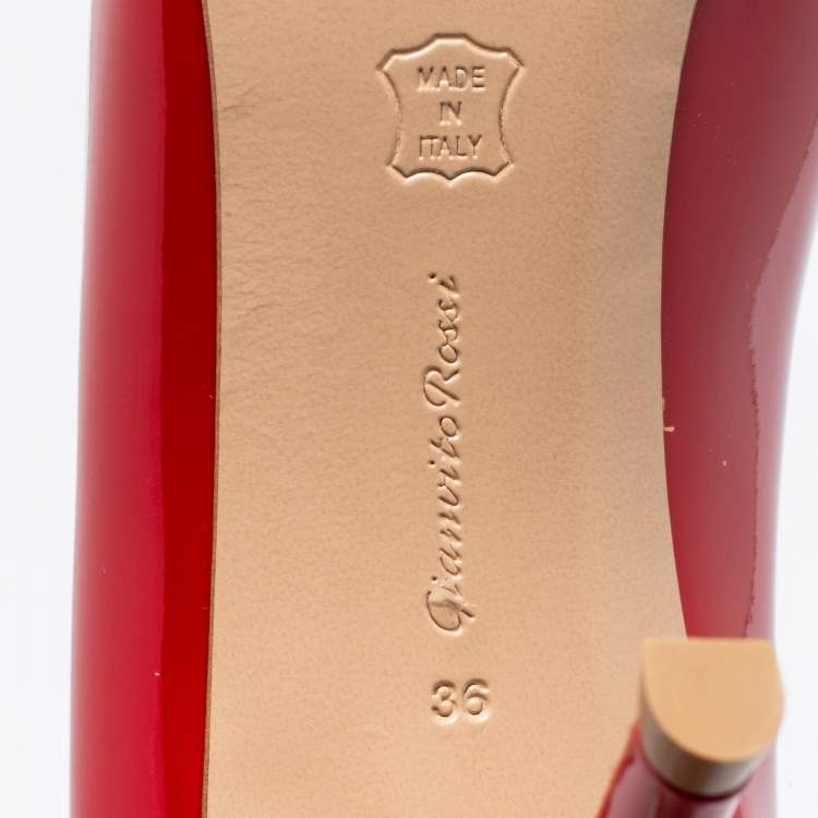 Pre Owned Gianvito Rossi Red Patent Leather Gianvito Pointed Toe Pumps Size 36 