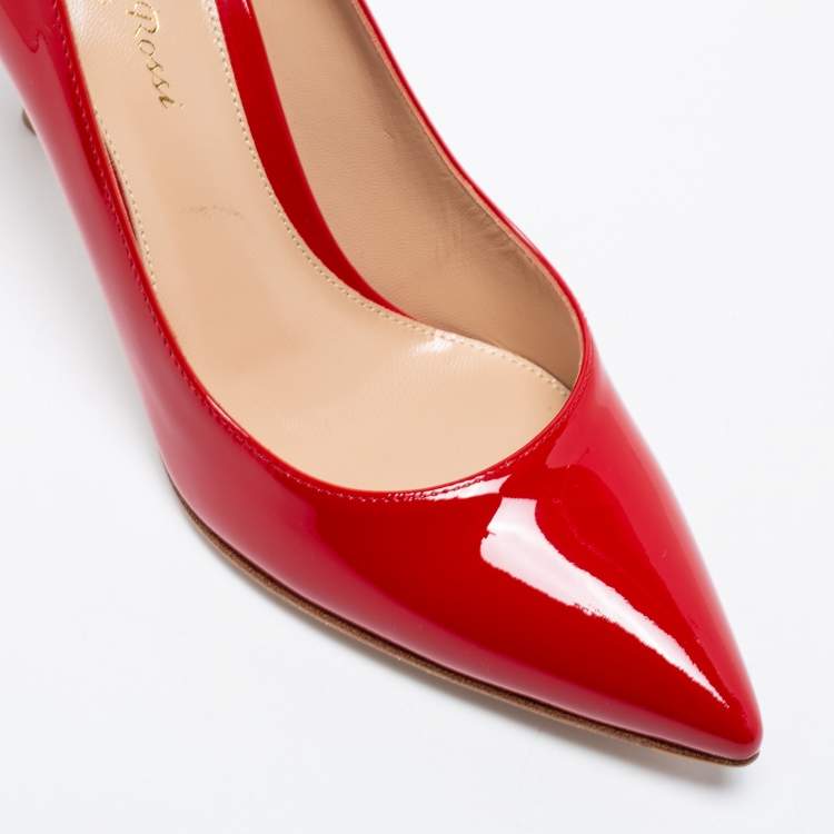 Pre Owned Gianvito Rossi Red Patent Leather Gianvito Pointed Toe Pumps Size 36 