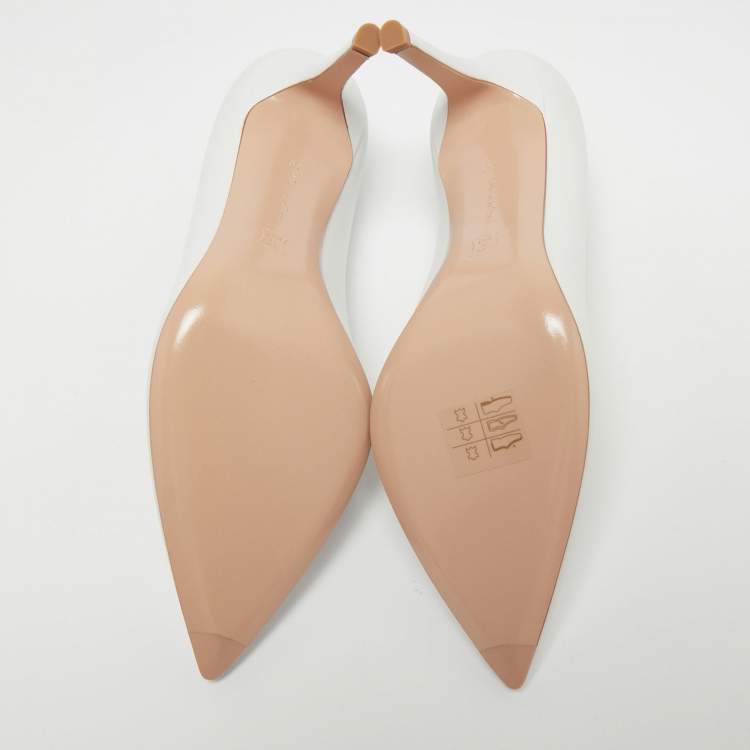 Pre Owned Gianvito Rossi White Leather Gianvito Pointed Toe Pumps Size 36