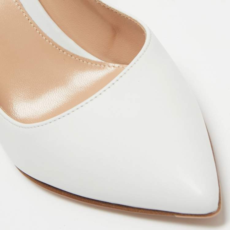 Pre Owned Gianvito Rossi White Leather Gianvito Pointed Toe Pumps Size 36