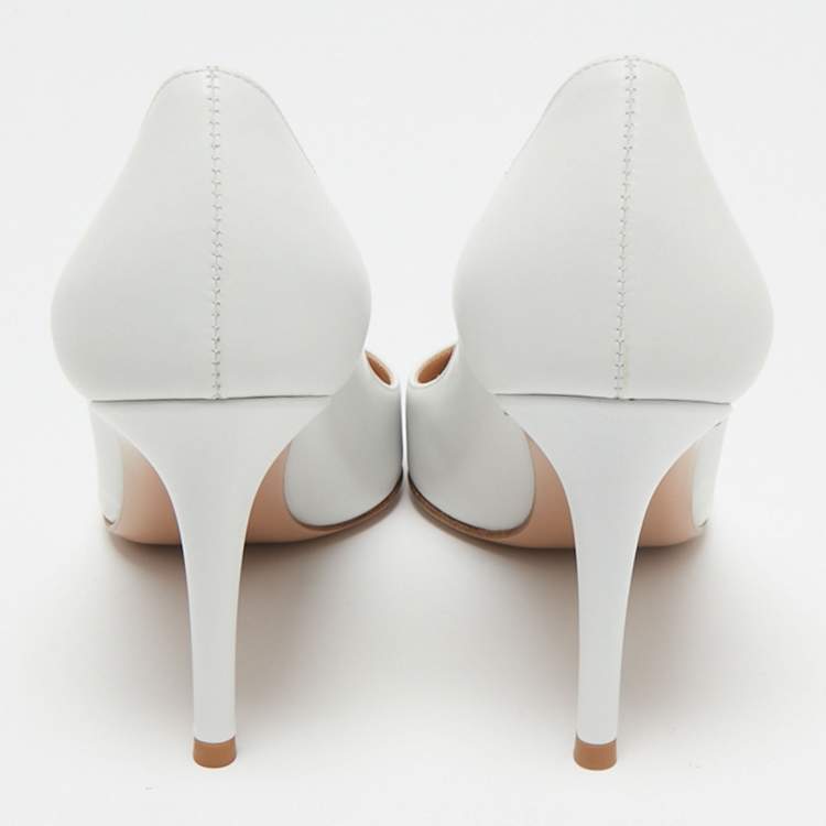 Pre Owned Gianvito Rossi White Leather Gianvito Pointed Toe Pumps Size 36