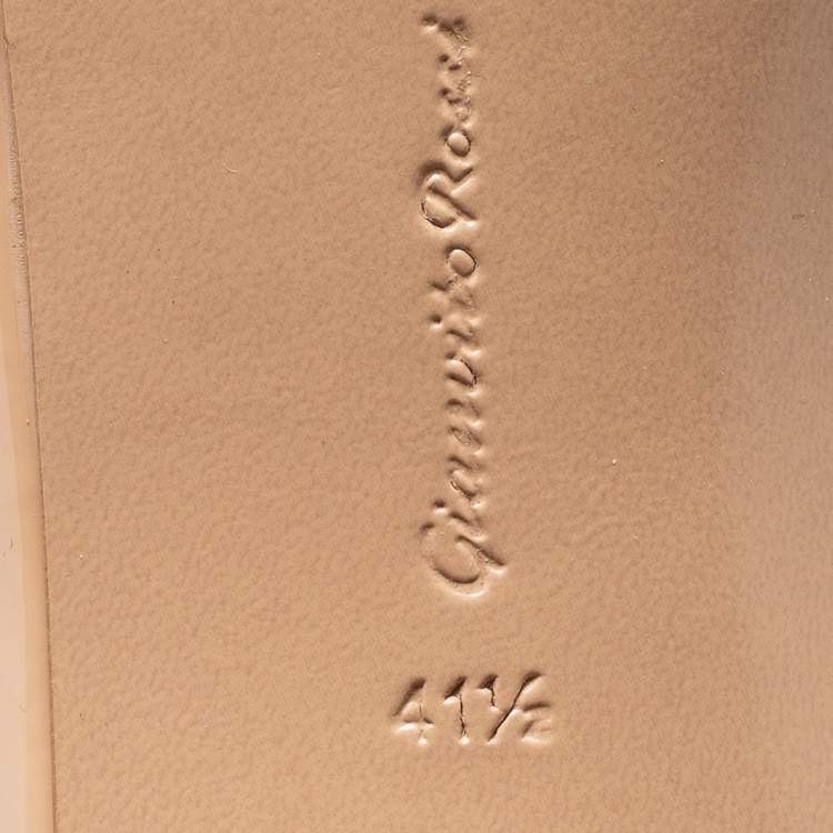 Pre Owned Gianvito Rossi Beige Patent Leather Slingback Sandals Size 41.5