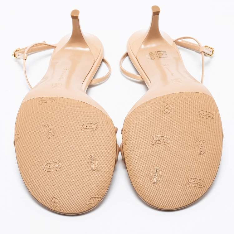 Pre Owned Gianvito Rossi Beige Patent Leather Slingback Sandals Size 41.5