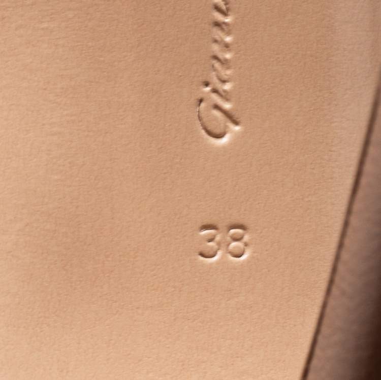 Pre Owned Gianvito Rossi Beige Leather Vamp Peep Toe Booties Size 38