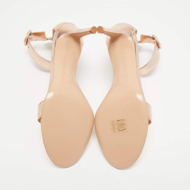 Pre Owned Gianvito Rossi  Metallic Leather Portofino  Ankle Strap Sandals Size 38