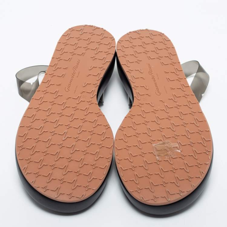 Pre Owned Gianvito Rossi Black PVC  Metropolis Platform Sandals Size 36