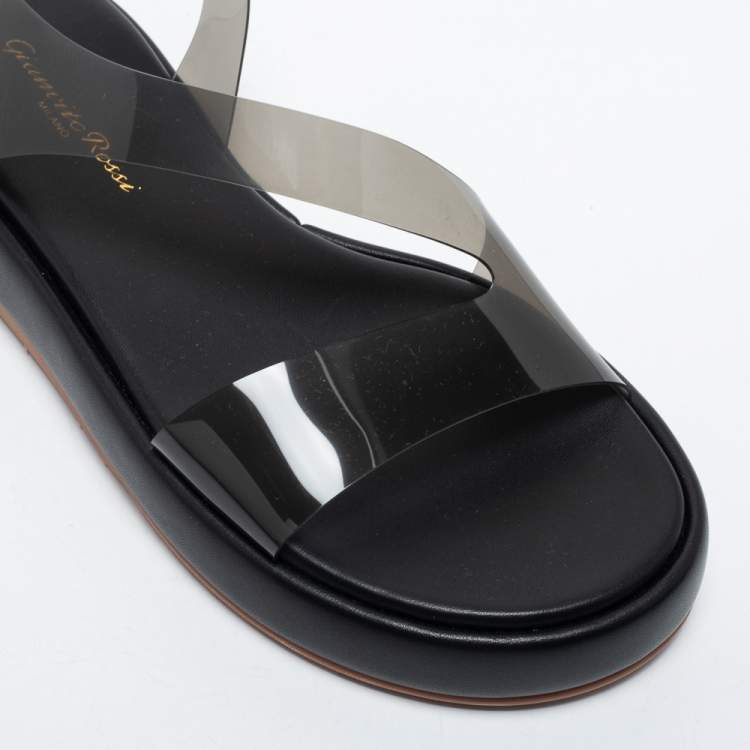 Pre Owned Gianvito Rossi Black PVC  Metropolis Platform Sandals Size 36