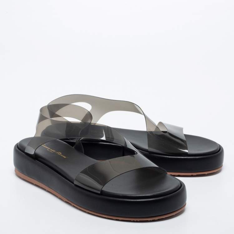 Pre Owned Gianvito Rossi Black PVC  Metropolis Platform Sandals Size 36