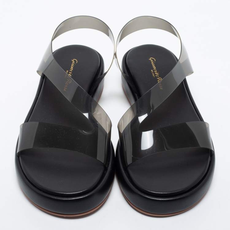 Pre Owned Gianvito Rossi Black PVC  Metropolis Platform Sandals Size 36