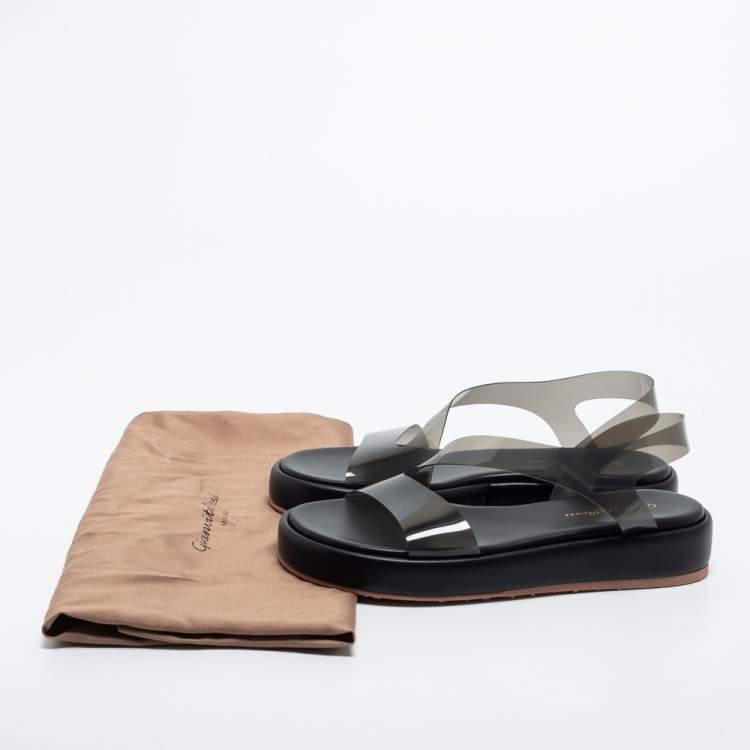 Pre Owned Gianvito Rossi Black PVC  Metropolis Platform Sandals Size 36