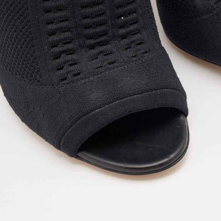 Pre Owned Gianvito Rossi Black Perforated Stretch Knit Vires Open Toe Ankle Length Boots Size 41