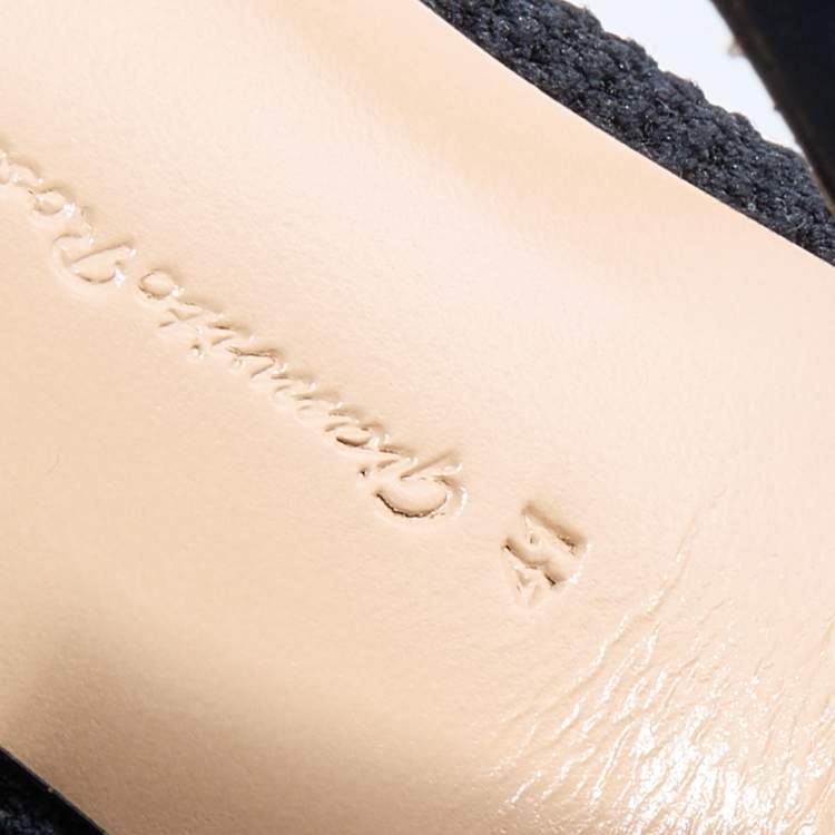 Pre Owned Gianvito Rossi Black Perforated Stretch Knit Vires Open Toe Ankle Length Boots Size 41