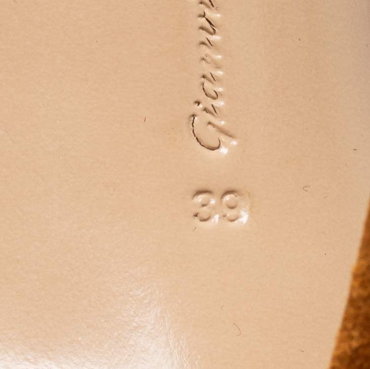 Pre Owned Gianvito Rossi Brown/Gold PVC and Leather Plexi  Pumps Size 39