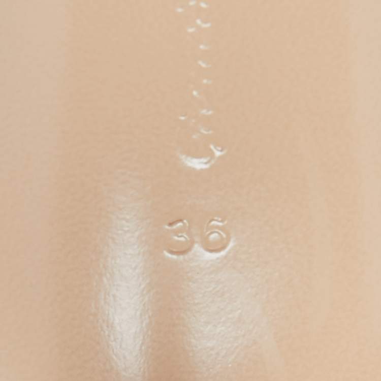 Pre Owned Gianvito Rossi Rose Gold Laminated Leather and PVC Ribbon Slinback Pumps Size 36