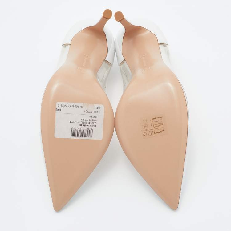 Pre Owned Gianvito Rossi White Leather and PVC Plexi Pumps Size 37.5