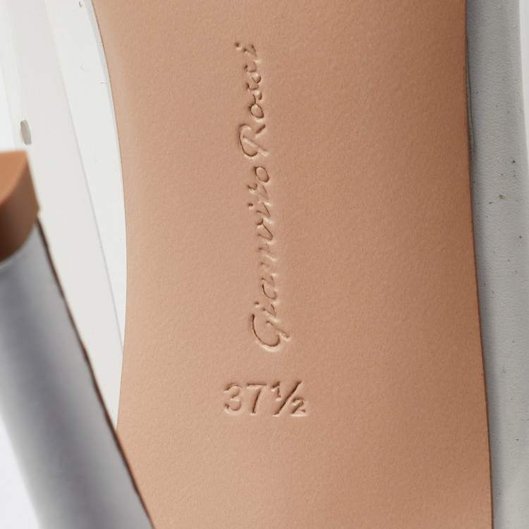 Pre Owned Gianvito Rossi White Leather and PVC Plexi Pumps Size 37.5