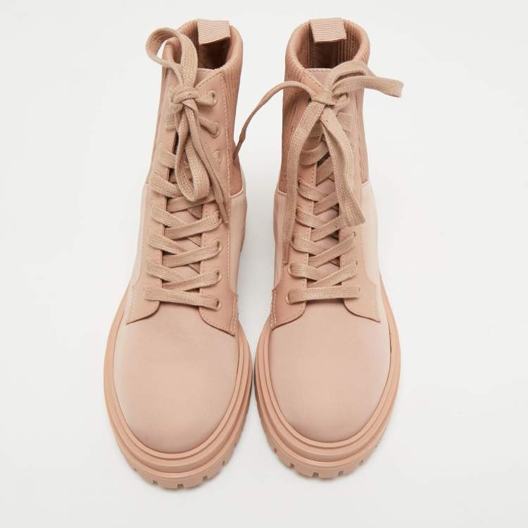 Pre Owned Gianvito Rossi Pink Fabric and Leather Martis Ankle Boots Size 36