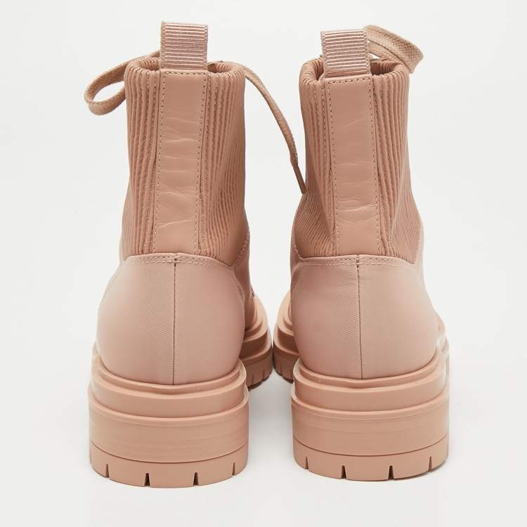 Pre Owned Gianvito Rossi Pink Fabric and Leather Martis Ankle Boots Size 36