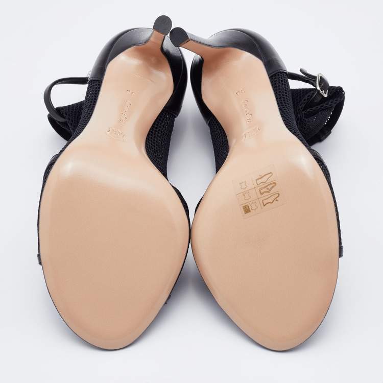 Pre Owned Gianvito Rossi Black Mesh and Leather Idol Ankle Booties Size 36