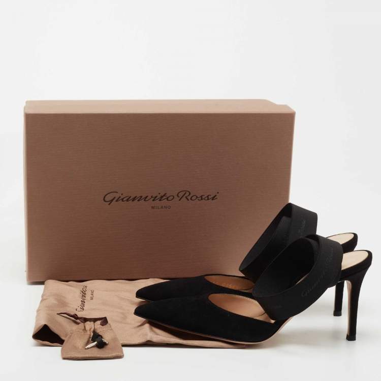 Pre Owned Gianvito Rossi Black Suede Continuity Elastic Pumps Size 36