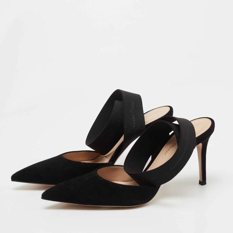 Pre Owned Gianvito Rossi Black Suede Continuity Elastic Pumps Size 36