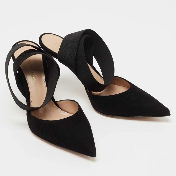 Pre Owned Gianvito Rossi Black Suede Continuity Elastic Pumps Size 36