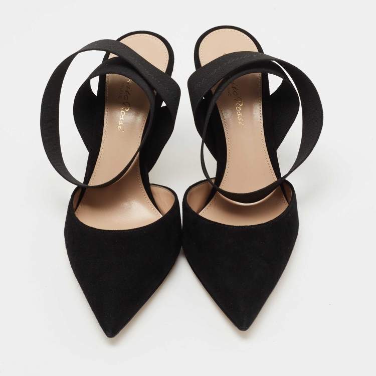 Pre Owned Gianvito Rossi Black Suede Continuity Elastic Pumps Size 36