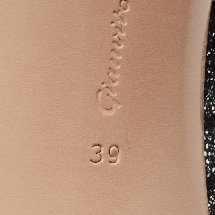 Pre Owned Gianvito Rossi Black Polka Dot Lace Pois Peep Toe Mules Size 39