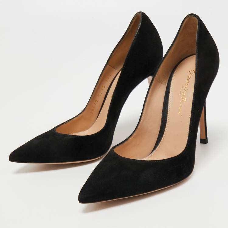 Pre Owned Gianvito Rossi Black Suede Gianvito 105 Pumps Size 35.5