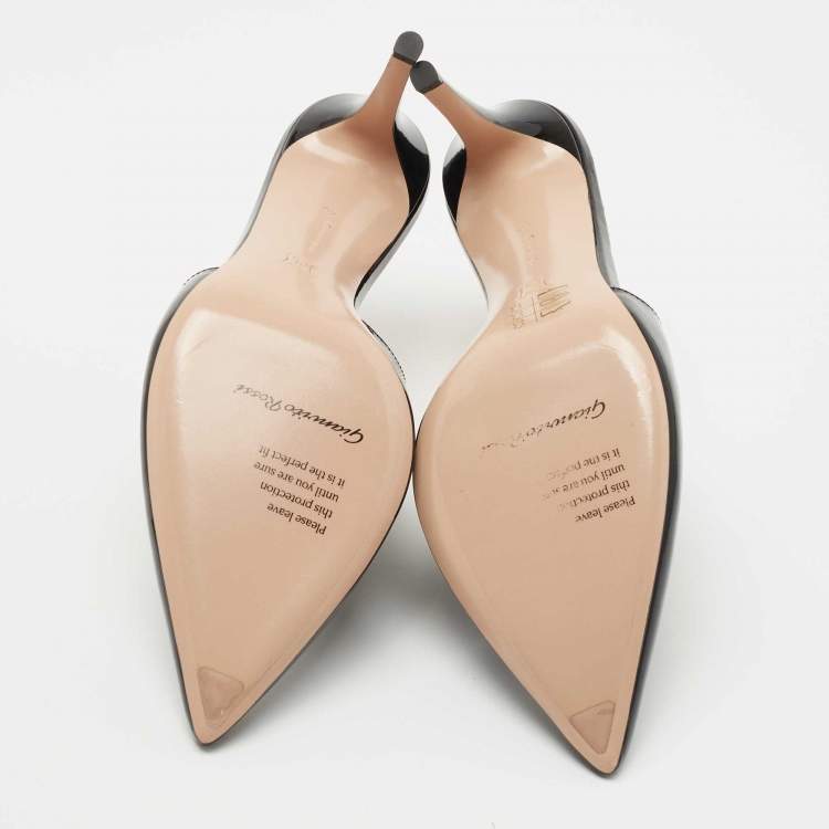 Pre Owned Gianvito Rossi Black Patent Leather Aramis Pointed Toe Mules Size 40