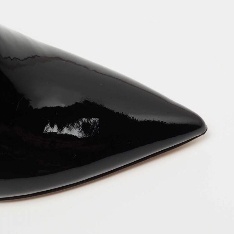 Pre Owned Gianvito Rossi Black Patent Leather Aramis Pointed Toe Mules Size 40